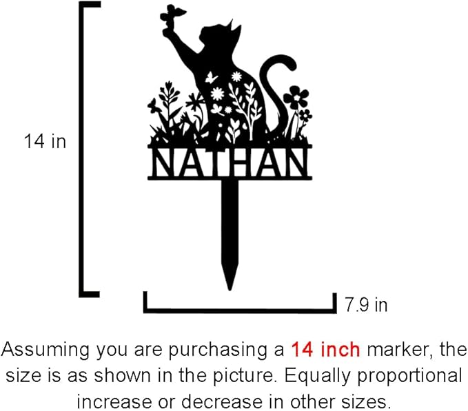 Personalized Flowers Cat Memorial Grave Marker Outdoor