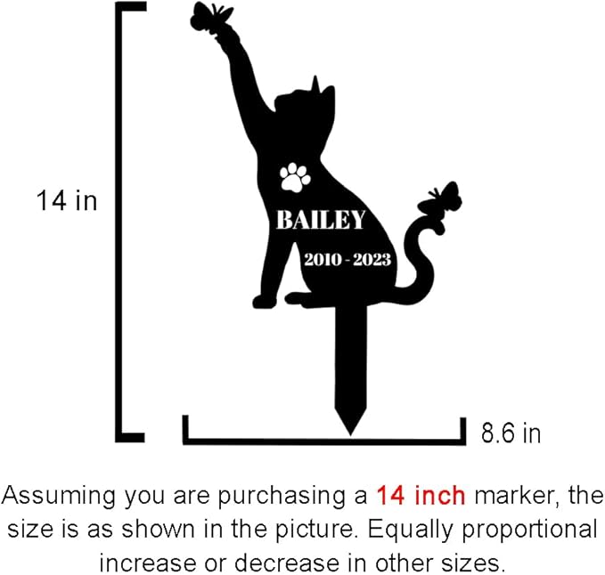 Custom Cat Memorial Grave Marker Garden Stake