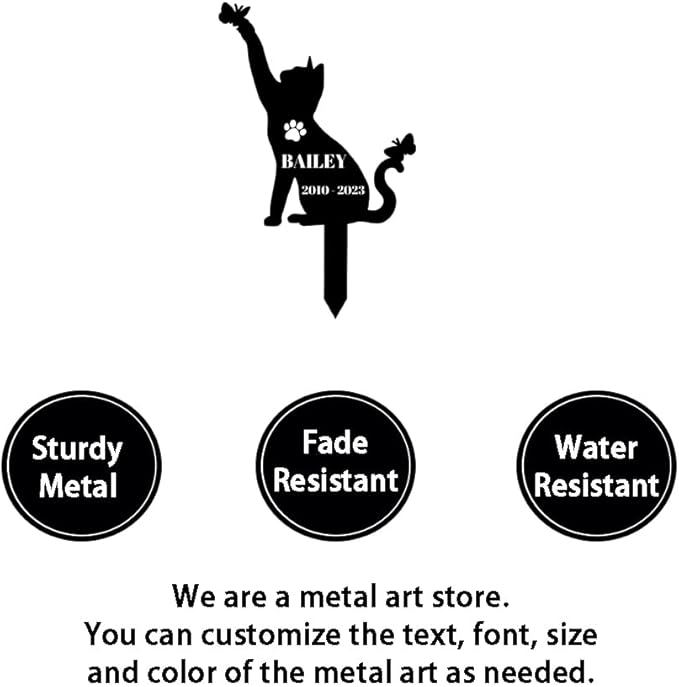 Custom Cat Memorial Grave Marker Garden Stake