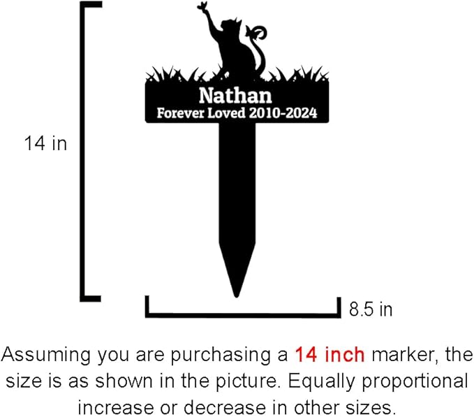 Custom Cat Memorial Grave Marker Metal Garden Stake