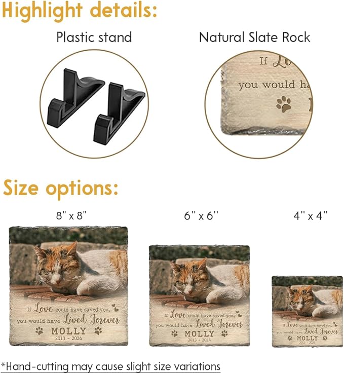 Custom Memorial Stones for Cats - Bereavement Gifts