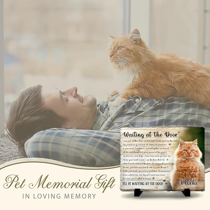 Cat Memorial Stone White