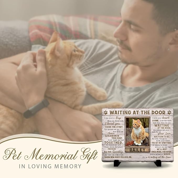 Cat Memorial Stone - Customized Background