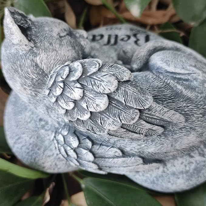 Angel Cat Memorial Garden Statue Stones