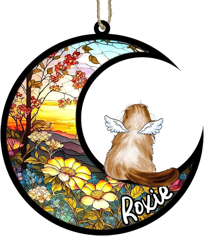 Cat Memorial Suncatcher - Custom American Curl 01