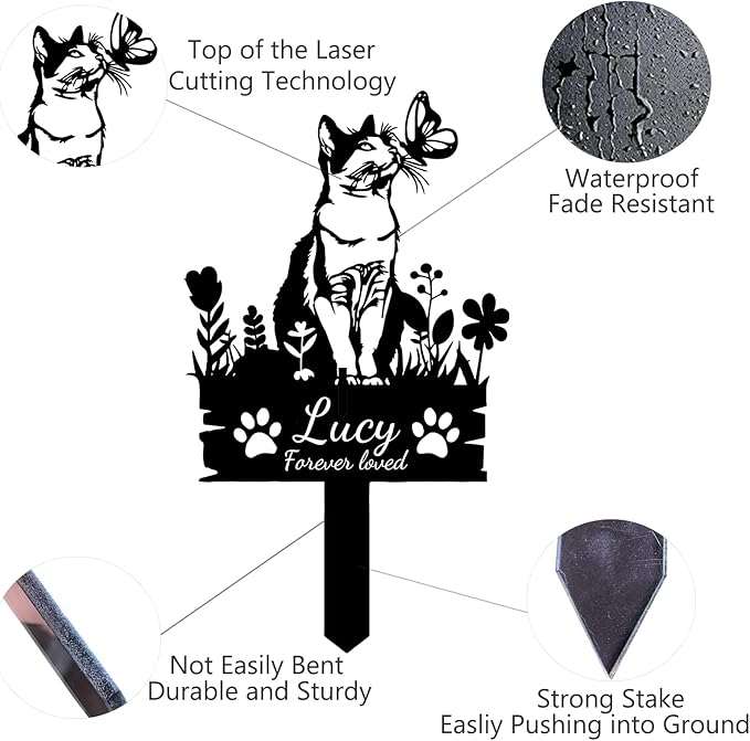 Custom Cat Memorial Grave Marker Stake