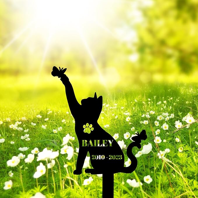 Custom Cat Memorial Grave Marker Garden Stake