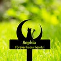 Personalized Moon Cat Memorial Grave Marker, Custom Cat Memorial Stake Grave Marker, Customized Moon and Cat Stake Metal Cat Grave Marker Pet Memorial Grave Sign Garden Plaque