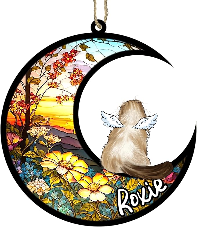 Cat Memorial Suncatcher - Custom American Curl 03