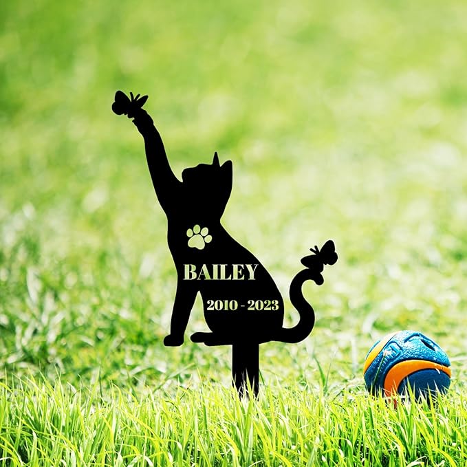 Custom Cat Memorial Grave Marker Garden Stake