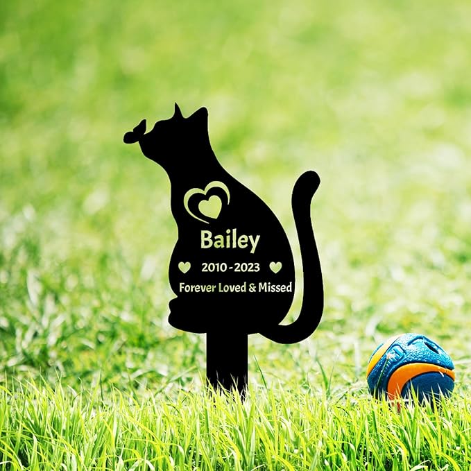 Personalized Butterfly Cat Memorial Grave Marker