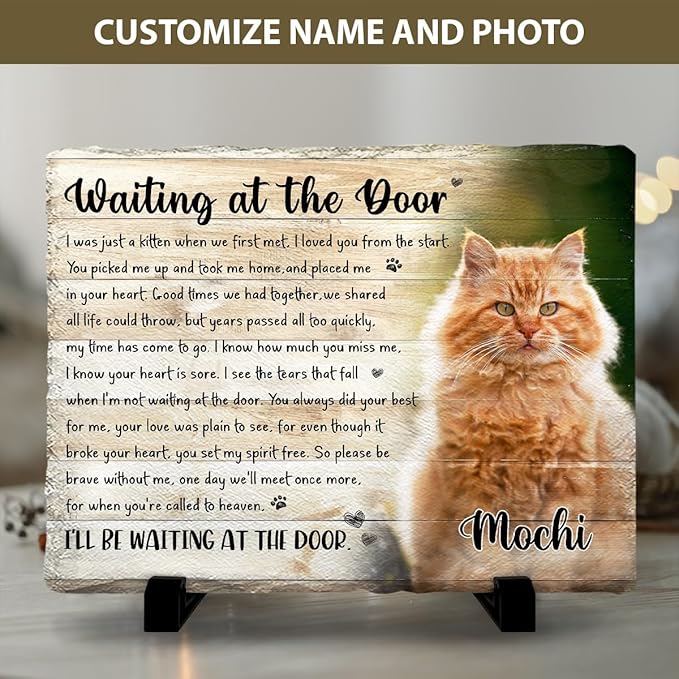 Cat Memorial Stone White