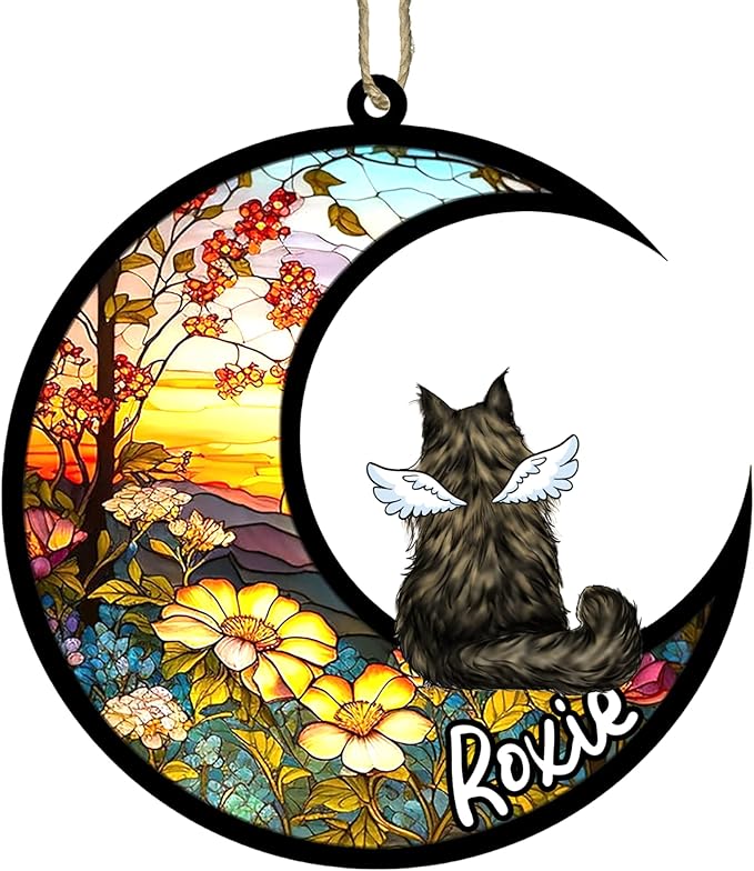 Cat Memorial Suncatcher - Custom Maine Coon 01