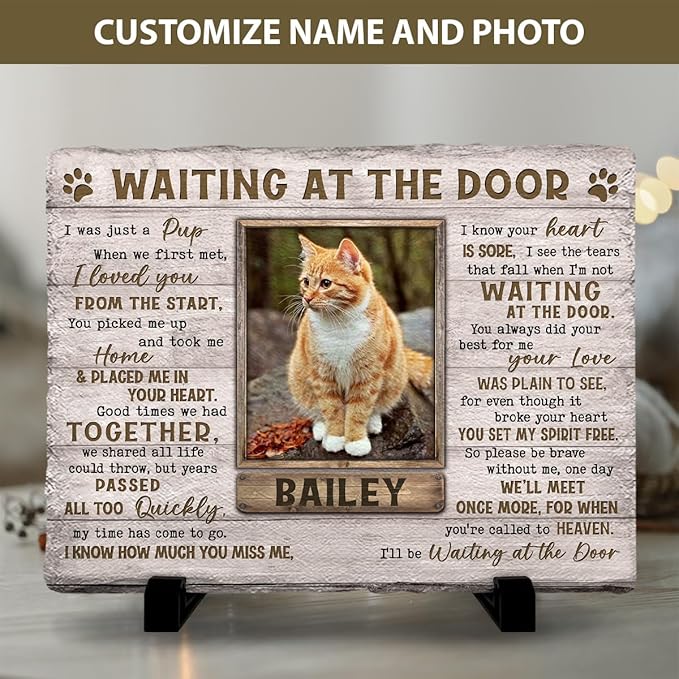 Cat Memorial Stone - Customized Background