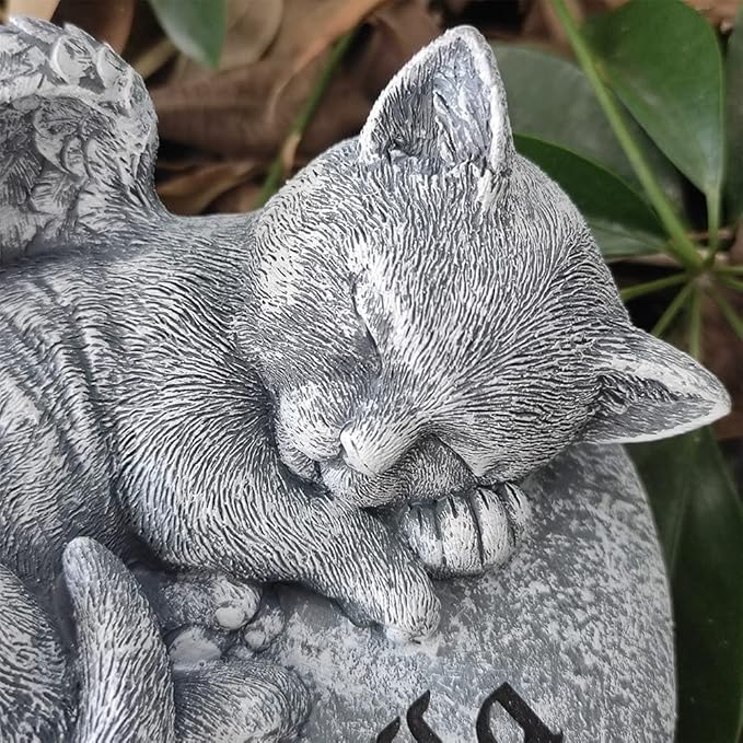 Angel Cat Memorial Garden Statue Stones