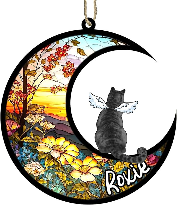 Cat Memorial Suncatcher - Custom Domestic Cat 02
