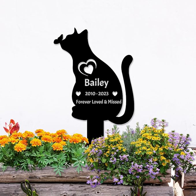Personalized Butterfly Cat Memorial Grave Marker