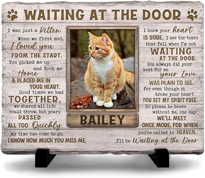 Cat Memorial Stone - Customized Background