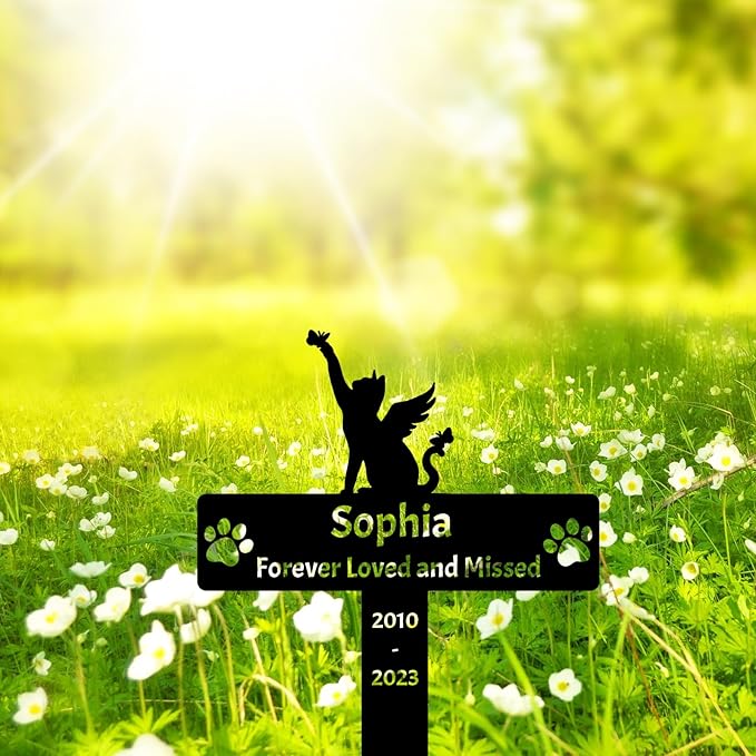 Personalized Cat Memorial Grave Marker Stake