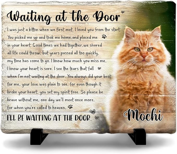 Cat Memorial Stone White