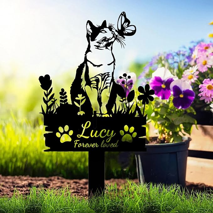 Custom Cat Memorial Grave Marker Stake
