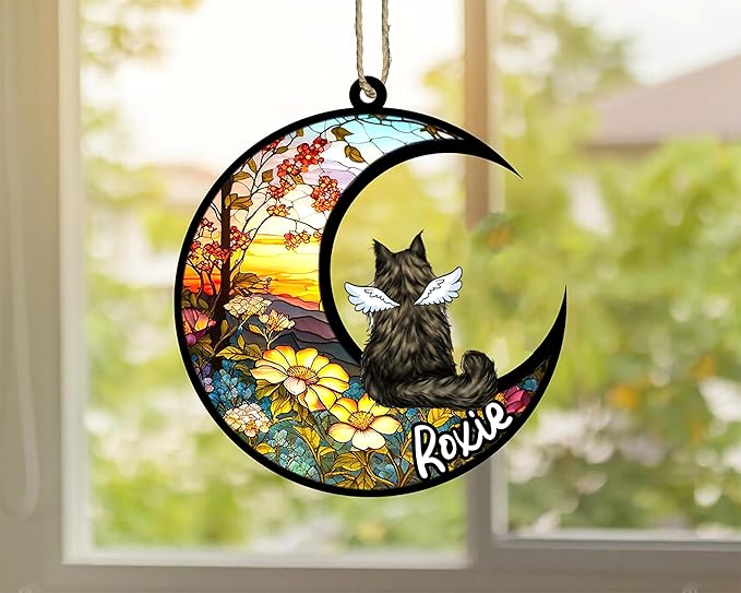 Cat Memorial Suncatcher - Custom Maine Coon 01