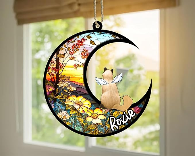 Cat Memorial Suncatcher - Custom Balinese 04