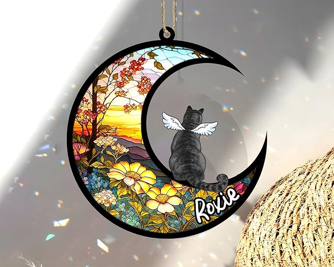 Cat Memorial Suncatcher - Custom Domestic Cat 02