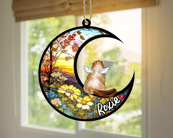 Cat Memorial Suncatcher - Custom American Curl 01