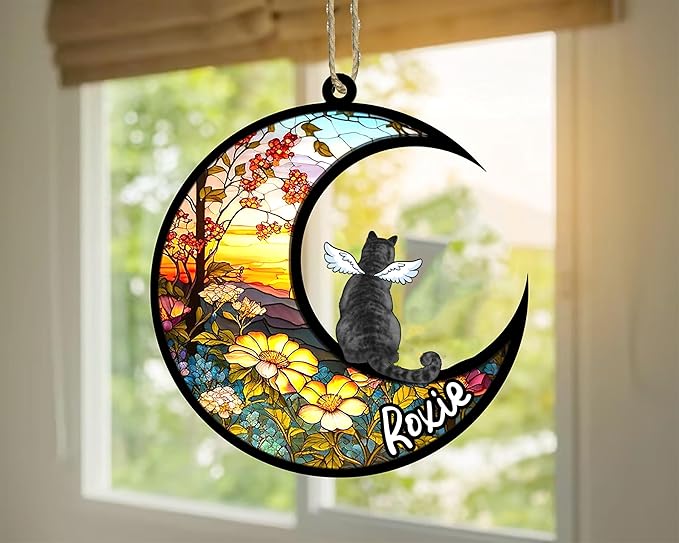 Cat Memorial Suncatcher - Custom Domestic Cat 02