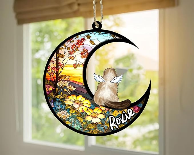 Cat Memorial Suncatcher - Custom American Curl 03