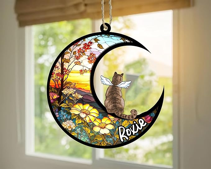 Cat Memorial Suncatcher - Custom Domestic Cat 03