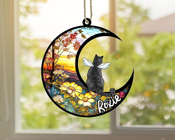 Cat Memorial Suncatcher - Custom Domestic Cat 02