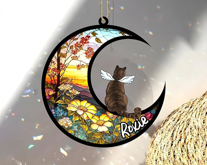 Cat Memorial Suncatcher - Custom Domestic Cat 04