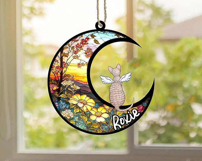 Cat Memorial Suncatcher - Custom Cornish Rex 01