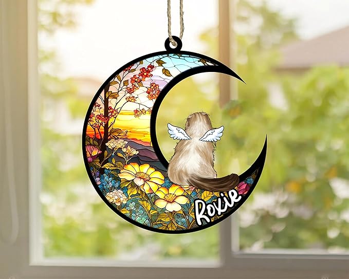 Cat Memorial Suncatcher - Custom American Curl 03