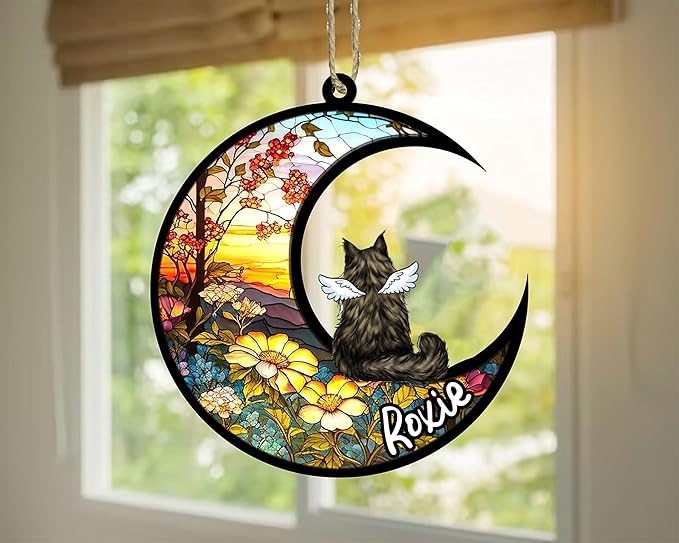 Cat Memorial Suncatcher - Custom Maine Coon 01
