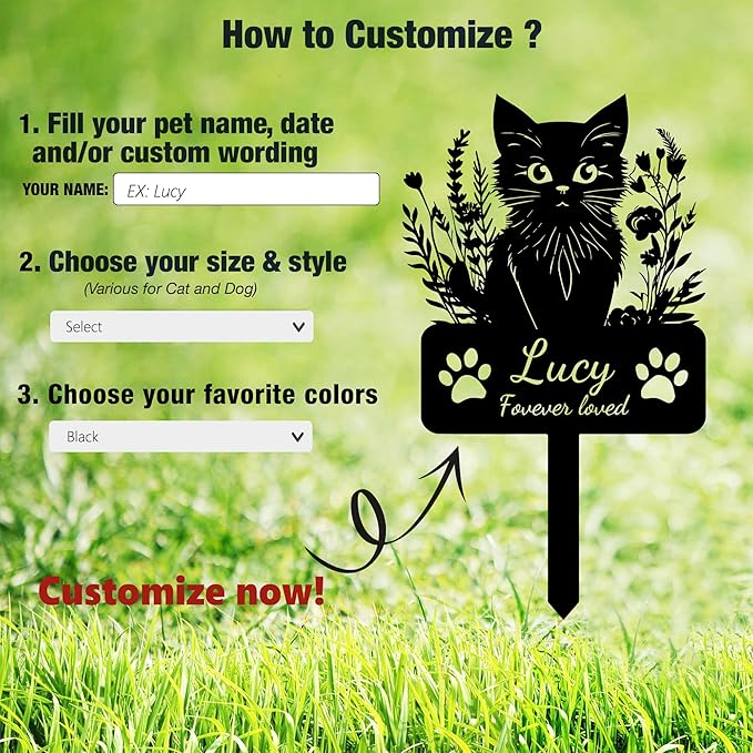 Personalized Cat Memorial Grave Marker