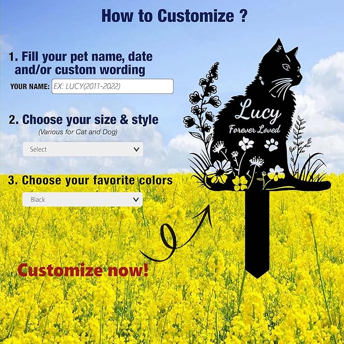 Custom Cat Memorial Grave Marker