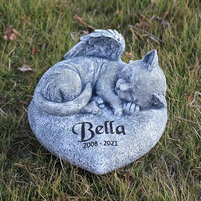 Angel Cat Memorial Garden Statue Stones