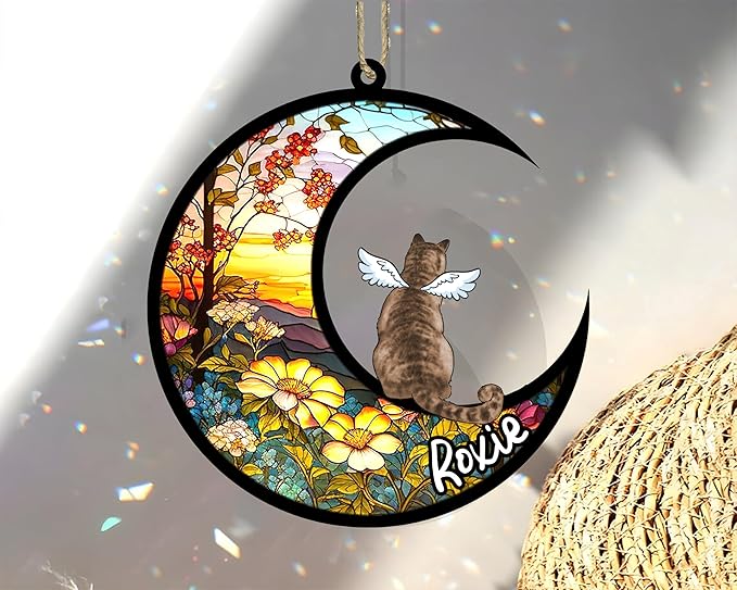 Cat Memorial Suncatcher - Custom Domestic Cat 03