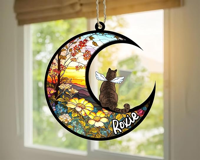 Cat Memorial Suncatcher - Custom Domestic Cat 04
