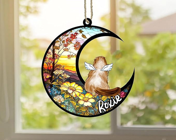 Cat Memorial Suncatcher - Custom American Curl 01