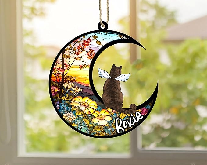 Cat Memorial Suncatcher - Custom Domestic Cat 04