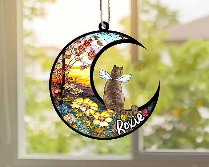 Cat Memorial Suncatcher - Custom Domestic Cat 03