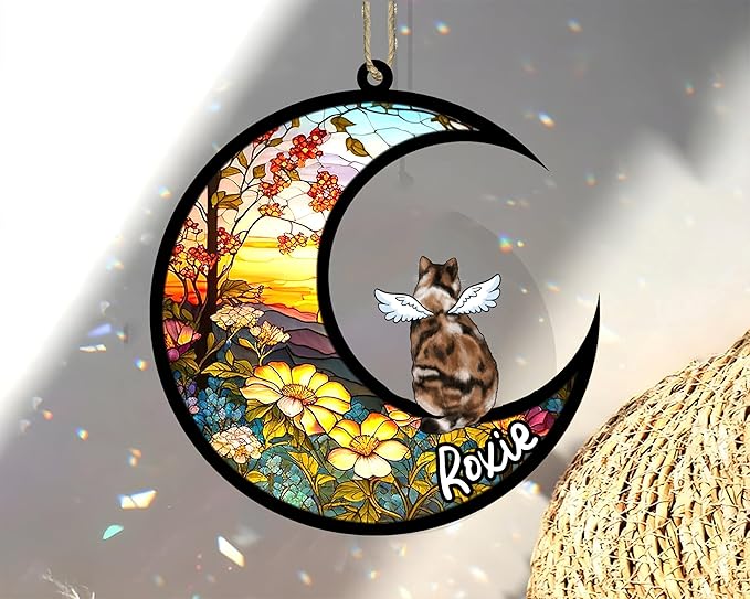 Cat Memorial Suncatcher - Custom Calico 01