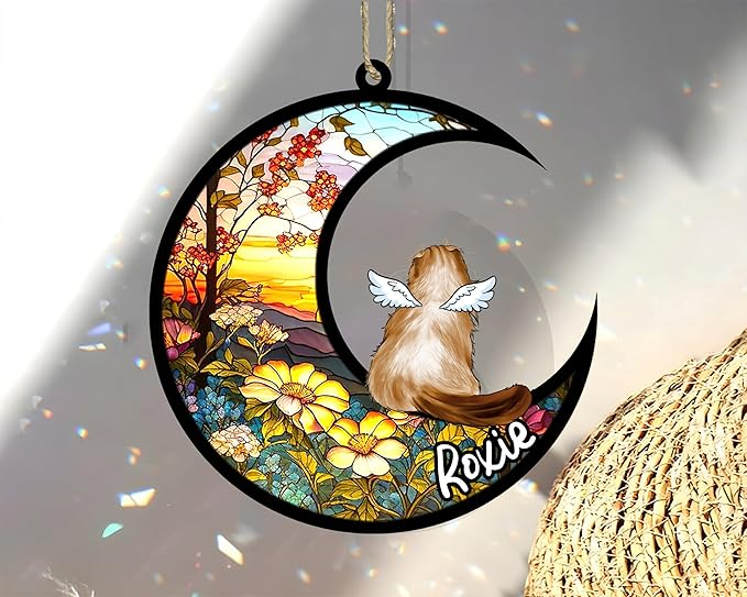Cat Memorial Suncatcher - Custom American Curl 01
