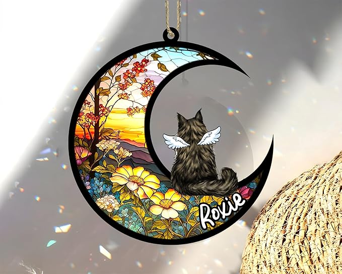 Cat Memorial Suncatcher - Custom Maine Coon 01